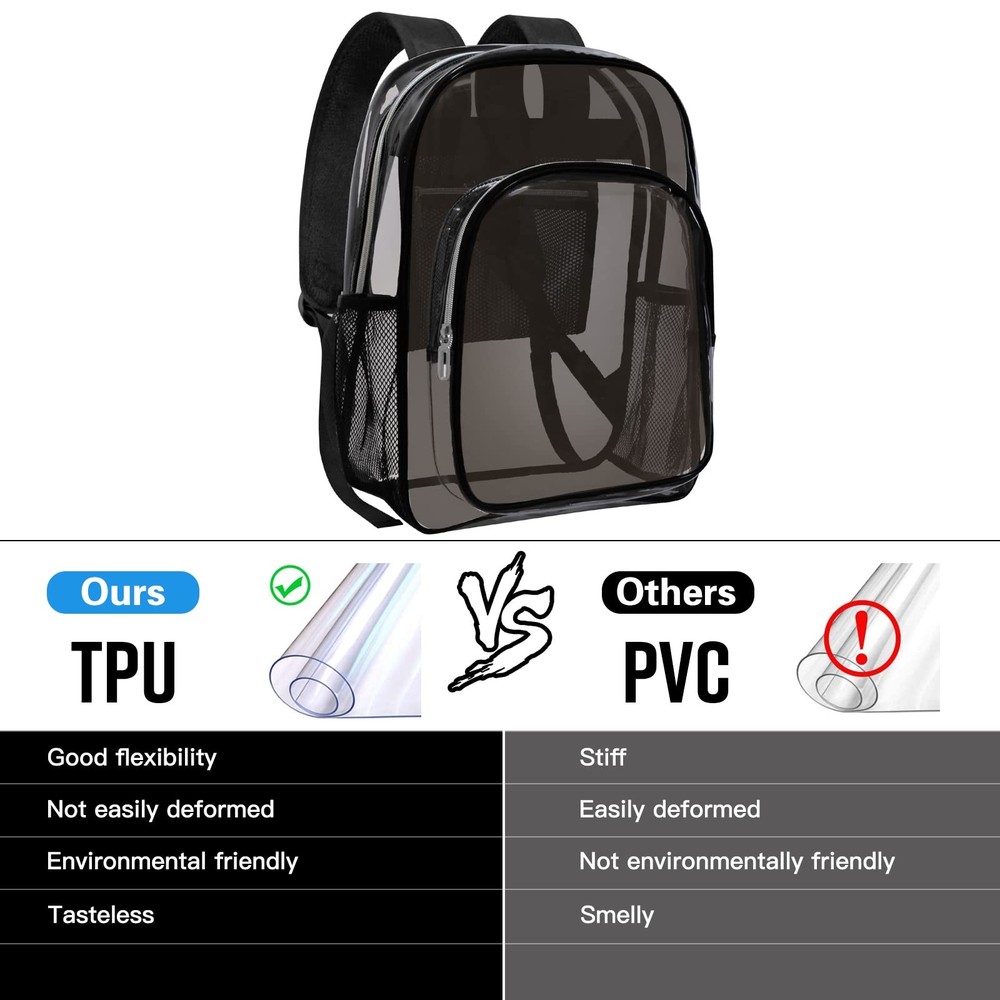 Clear Backpack Heavy Duty Transparent Backpack for Security, Sports, Work, Tr...