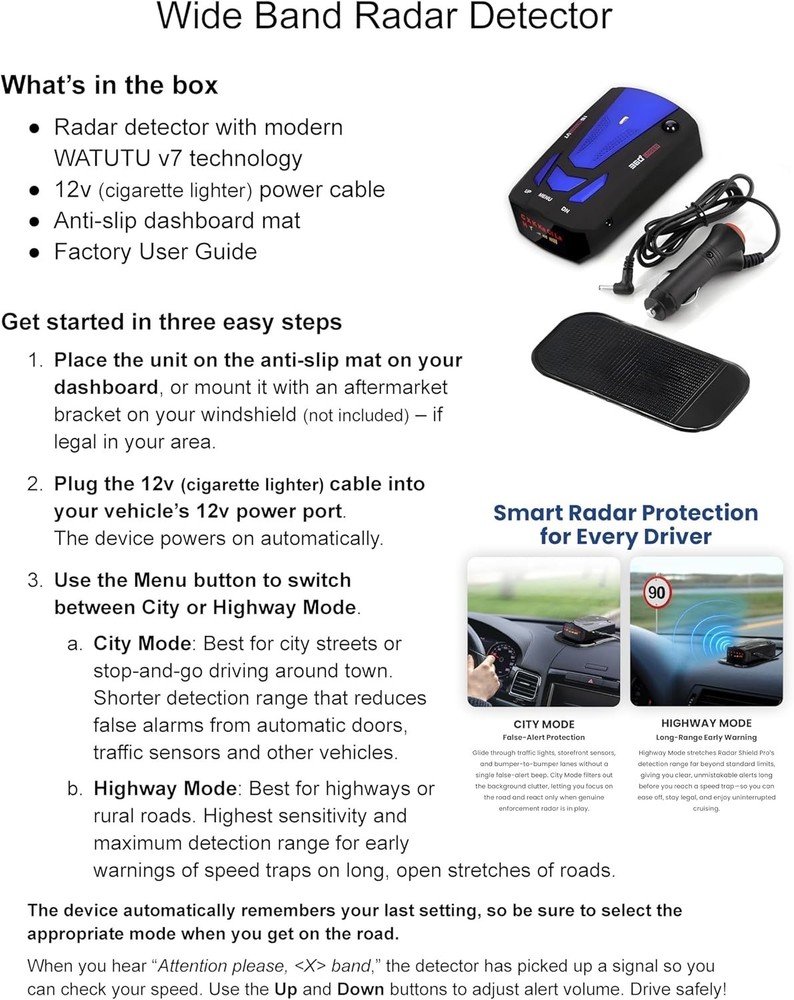 Advanced Police Radar Detector with Voice Alerts & False Alert Filtering System
