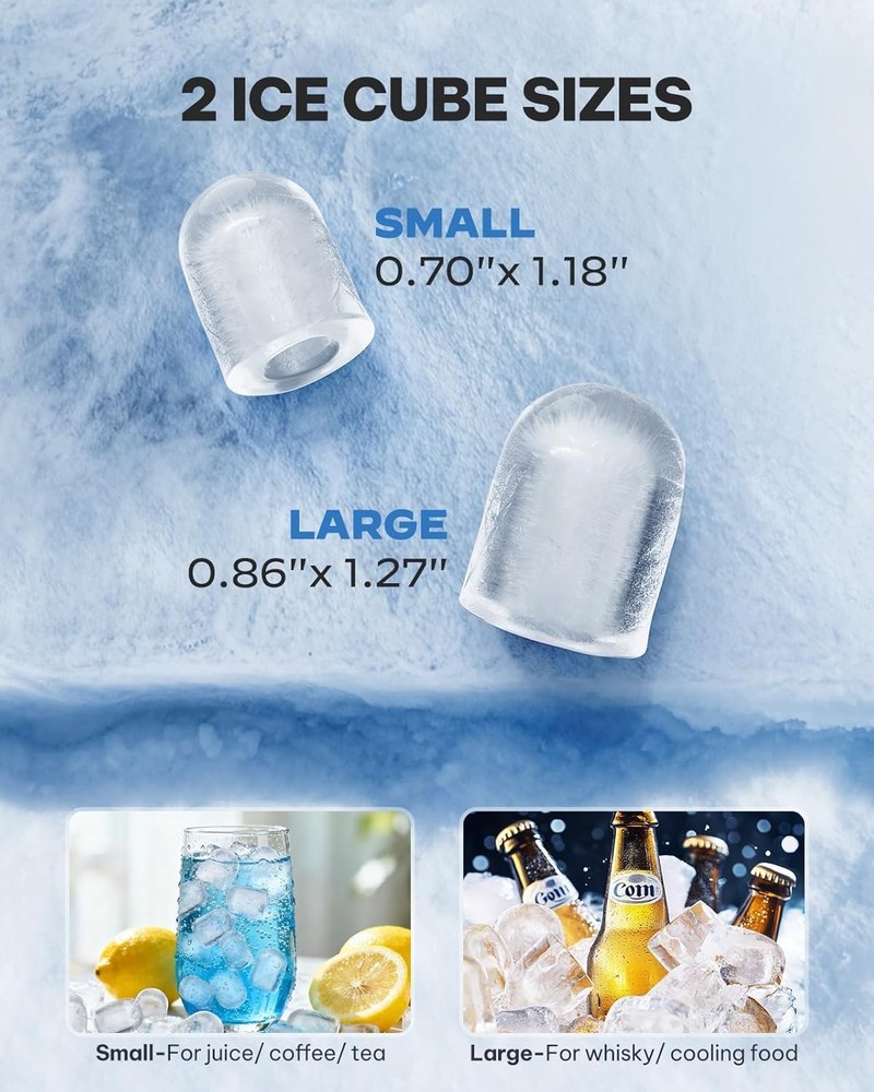 Portable Ice Maker with Self-Cleaning Function - 26 lbs Daily, Easy Carry Handle