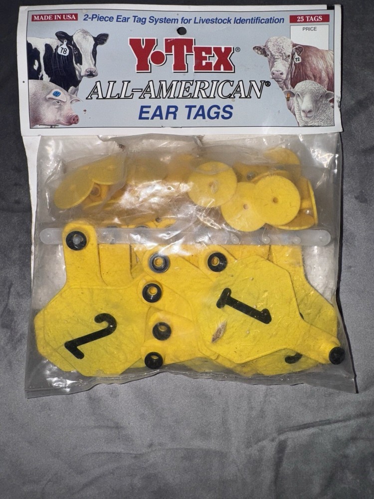 YTex 3 Star Medium Yellow Cattle ID Ear Tags Numbered 1-25