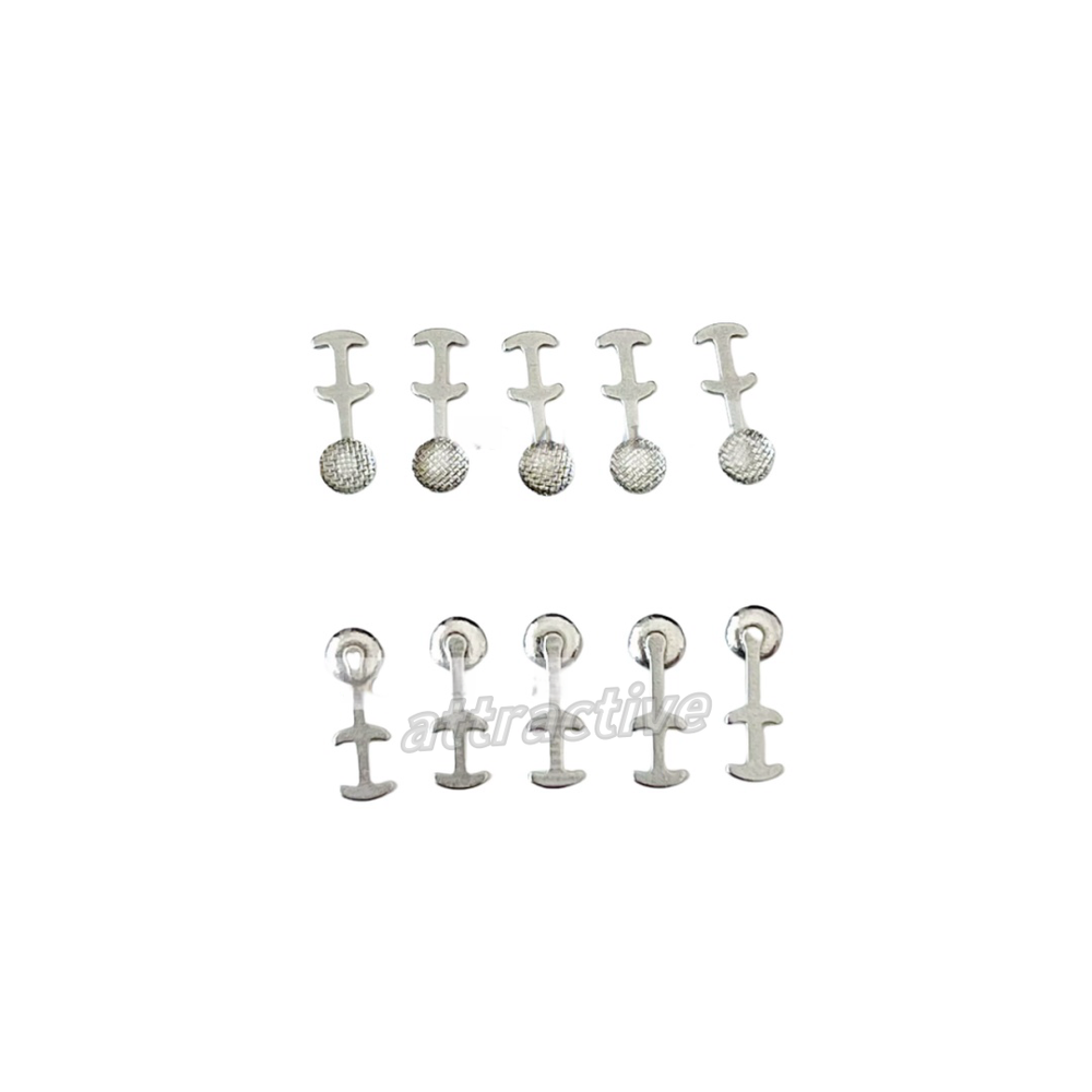Dental Lingual Buttons Double-Sided Hooks Crimpable Multi Hook Brackets