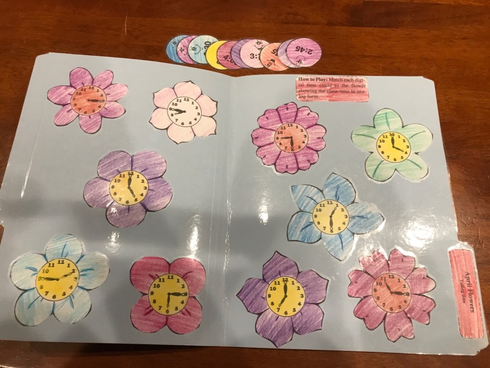 April Showers! Telling Time 2nd Grade math file folder game teacher