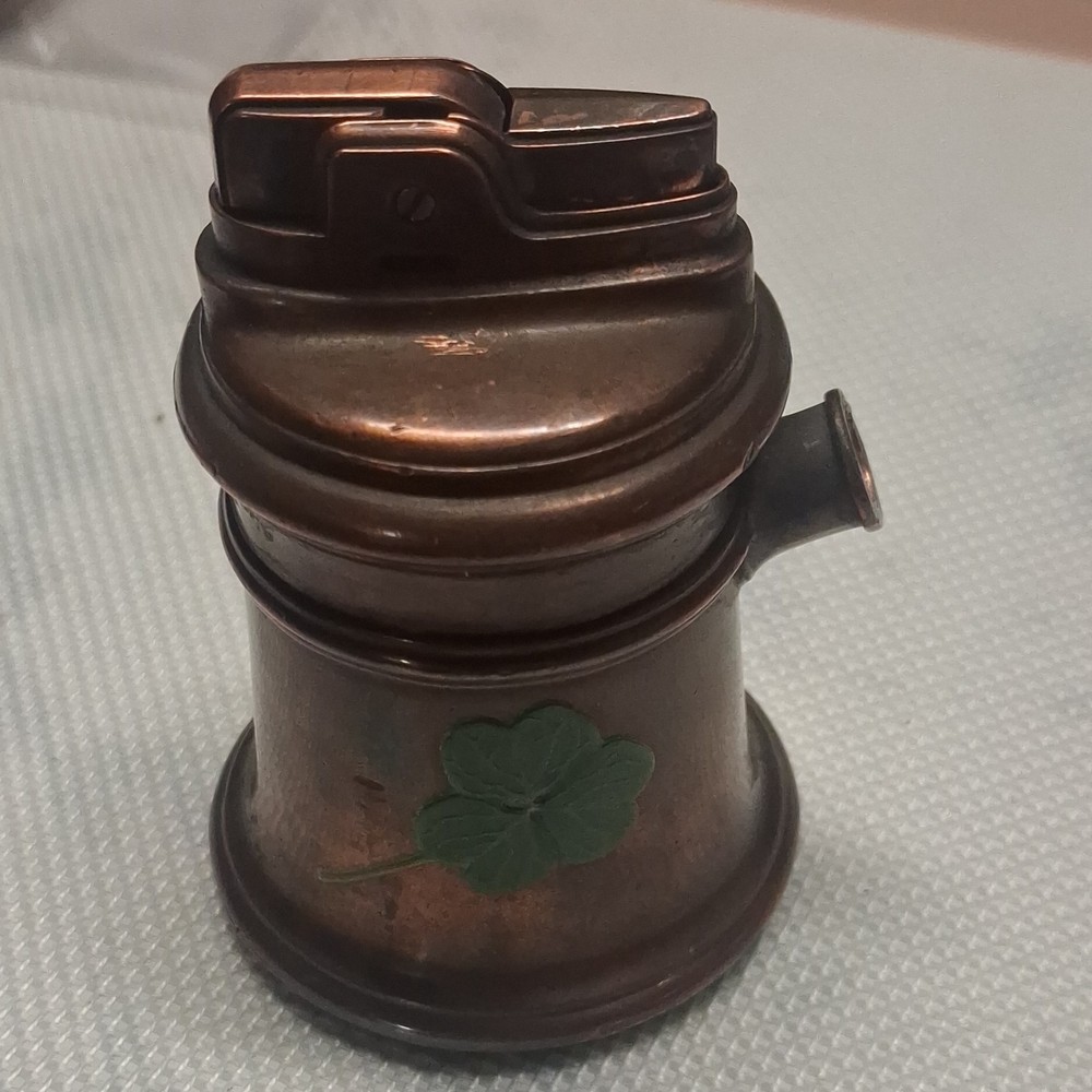 Ronson Vintage Table Lighter Copper Finish with Clover
