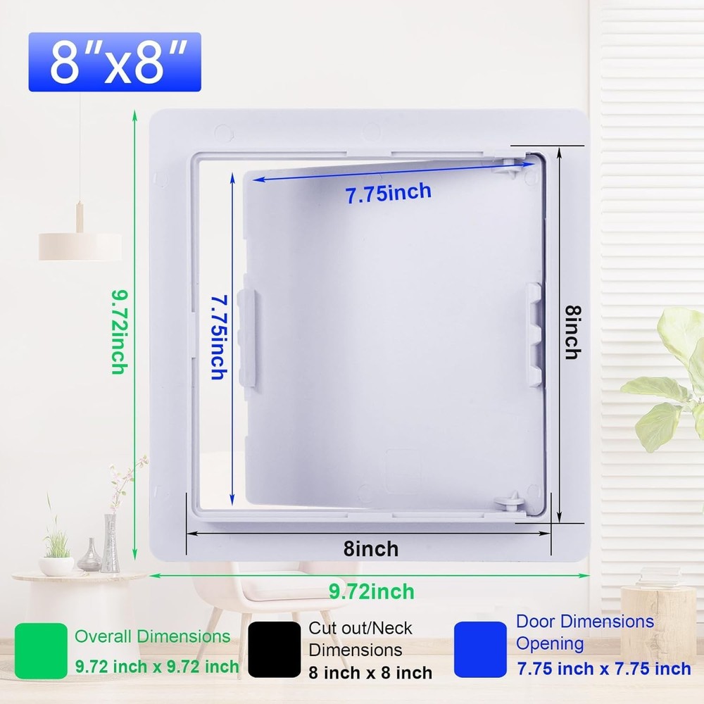 Plumbing Access Panel for Drywall Ceiling 8 x 8 Inch Reinforced Plastic Wall ...