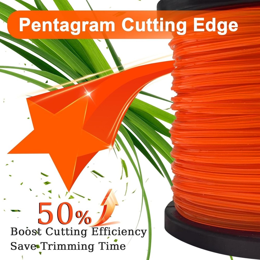 String Trimmer Line, Commercial Grade Orange Pentagon Weed Eater String, Premium
