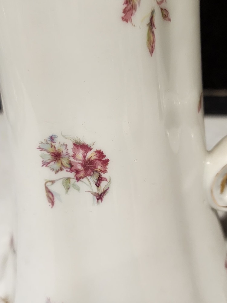 Haviland Limoges Schleiger Chocolate Pot Carnation Pattern With Lid READ