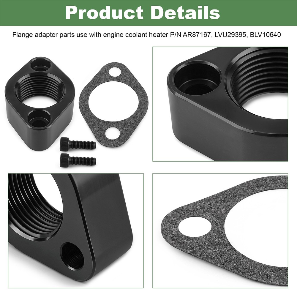 Engine Block Coolant Heater Adapter Kit For John Deere Compact Utility Tractors