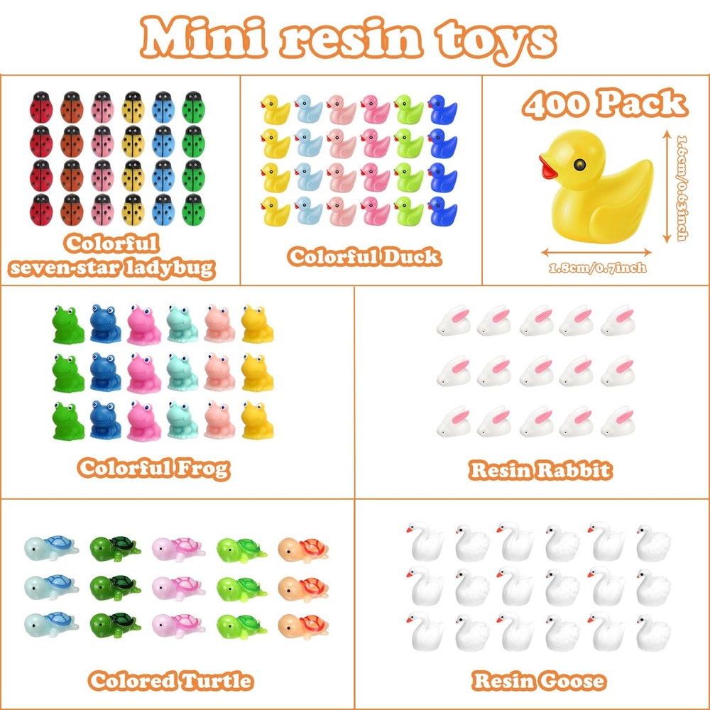 Barydat 400 Pcs Easter Mini Resin Animals Figures Bulk for Pranks Various
