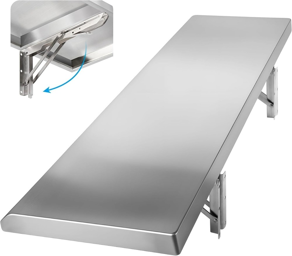 Folding Concession Shelf 36" x 12", Stainless Steel Drop Down Folding
