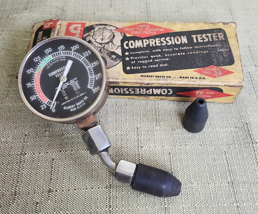 Vintage Gilbert Davis Co Compression Tester Model #35 w/Original Box, UNTESTED