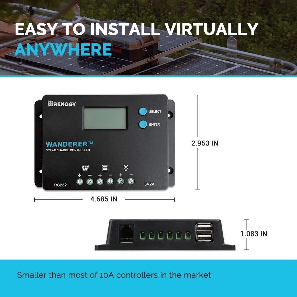 Wanderer 10 Amp PWM Solar Charge Controller - Safe & Efficient Power Management