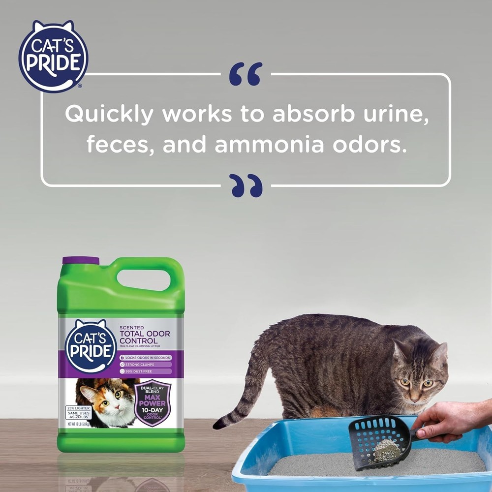 Cat's Pride Max Power: 10-Day Odor Control Multi-Cat Litter, 15lbs, Scented