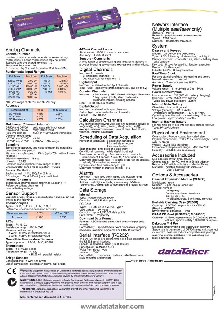 DataTaker DT505 Series 3 Intelligent Industrial Data Logger Australia
