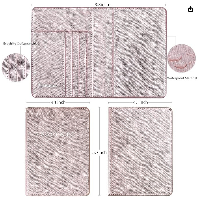 Passport holder pink metallic with RFID blocking