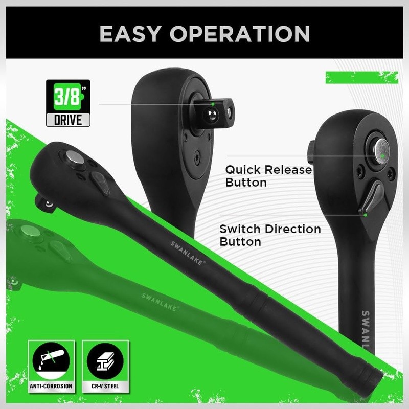 50PC Impact Socket Set 6-Point Chrome Vanadium Automotive Tools Durable Storage