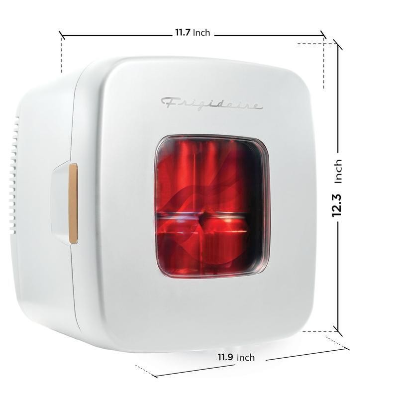 Compact Refrigerator Retro 12 Can Mini Personal Fridge Beverage Cooler White
