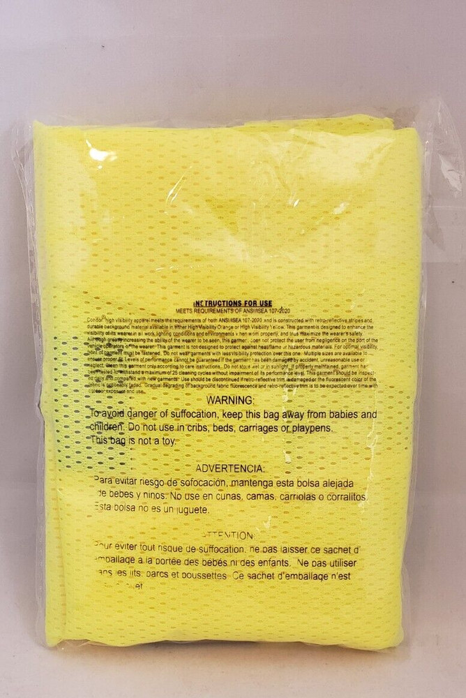 Condor Vest 786F75 Class 2 Yellow Hook-And-Loop, Mesh New 5450