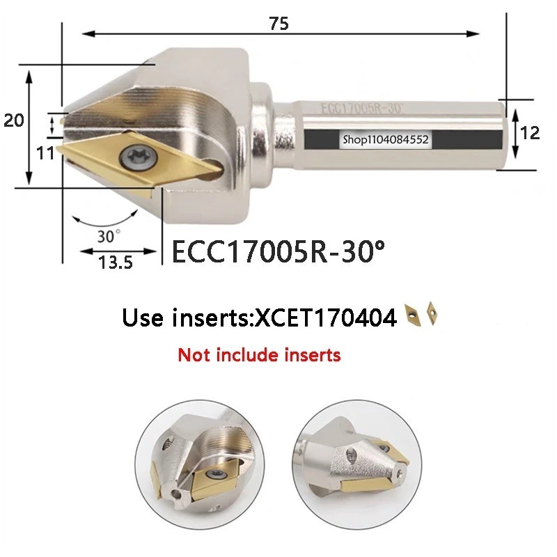 CNC Chamfering Tool Holder ECC17005, ECC31005 15°- 60° Milling Cutter XCET310404