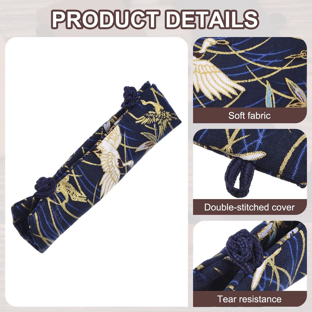 Teapot Handle Cover, Anti-Slip Kettle Handle Sleeve Crane Pattern, Navy Blue