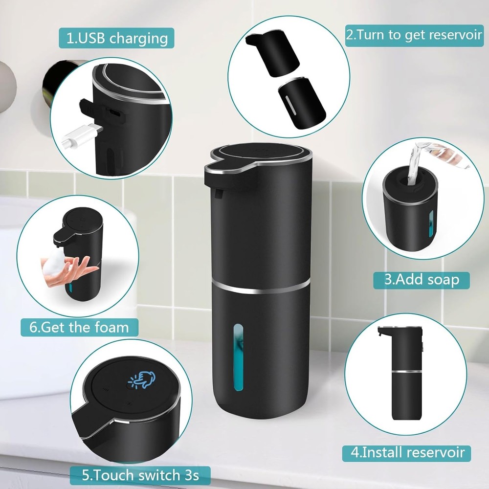 Automatic Touchless Liquid Soap Dispenser 13.5oz USB Rechargeable Electric Pump