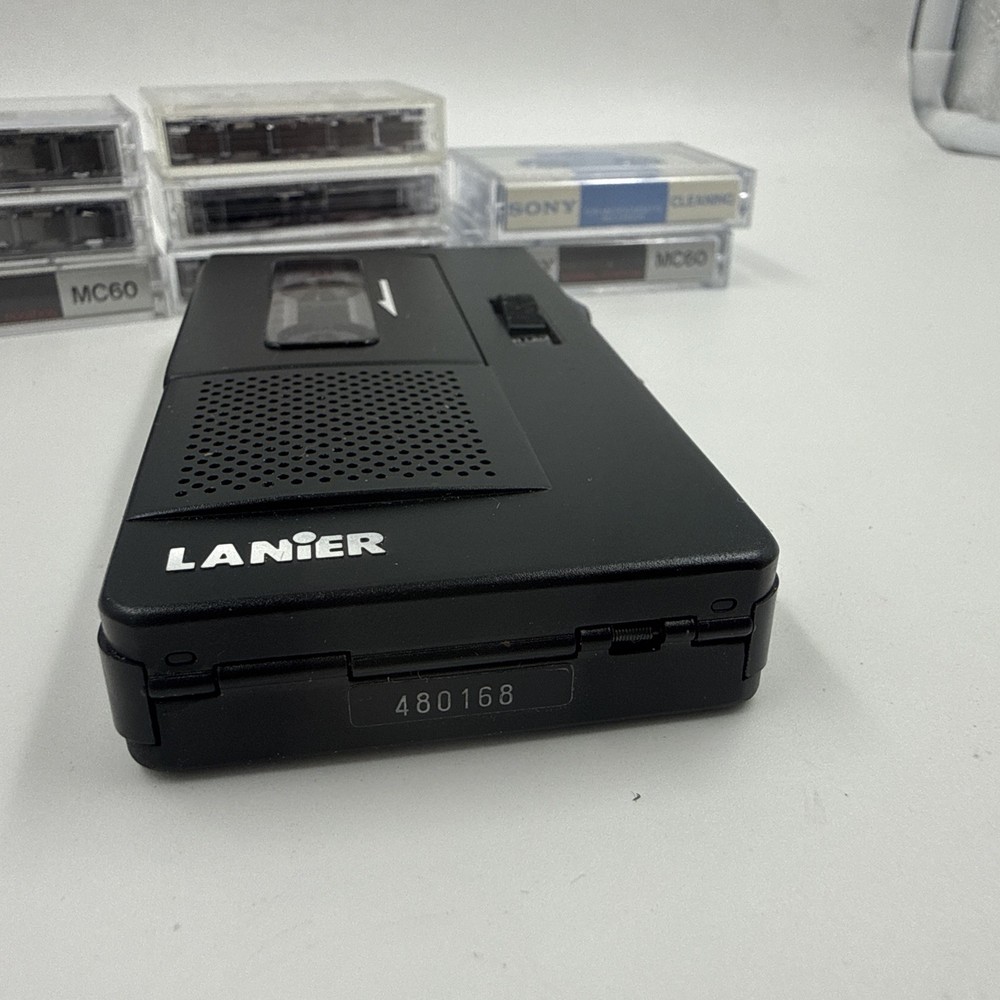 Lanier P-155 Handheld MC60 Micro Cassette Recorder Dictator Case & Tapes Tested