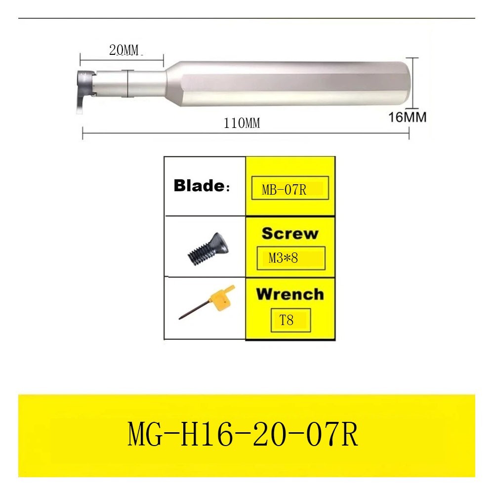 R0.5 mm Lathe Grooving Tool For MB07GR Miniature Internal GROOVING With Inserts