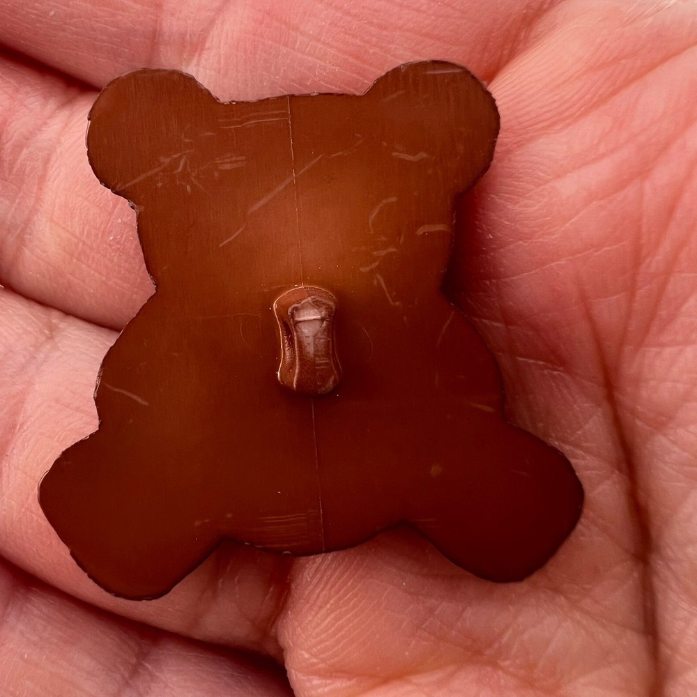 Vintage Teddy Bear Buttons 1" Brown Plastic Set 6 Sewing Craft