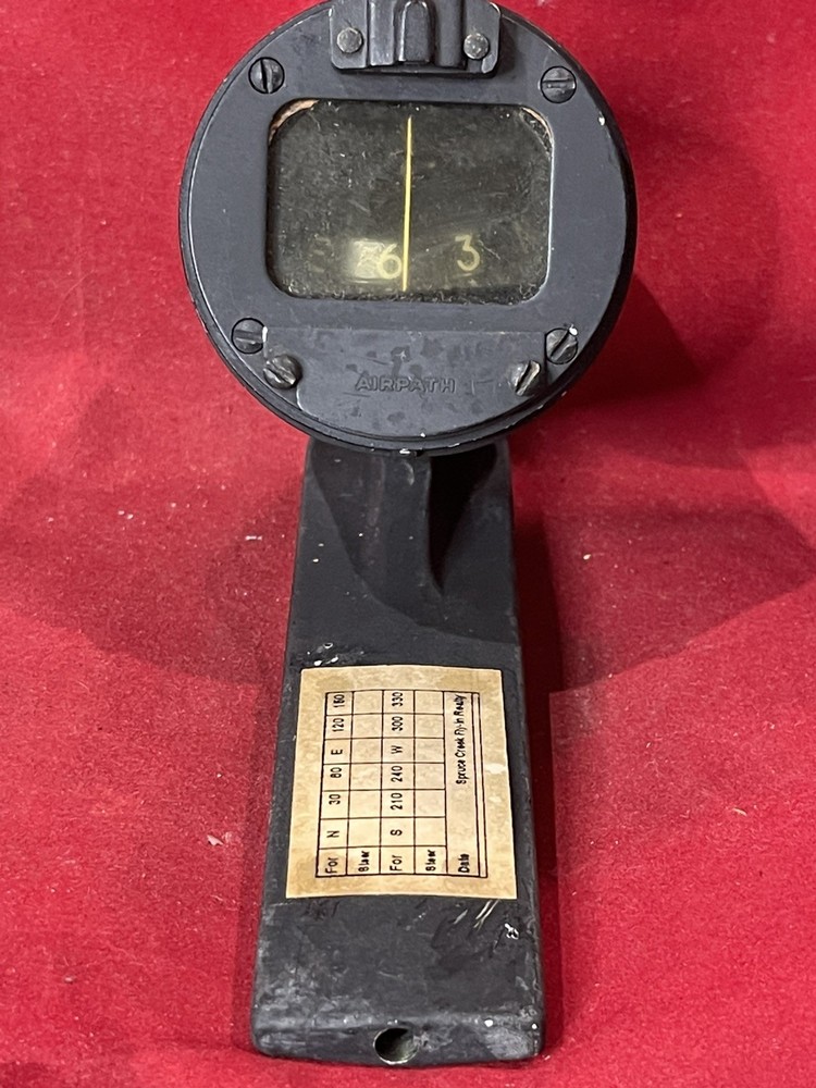 Vintage Airpath Aircraft Compass w/ Mount Base & Lighted Hood Pilot Cockpit
