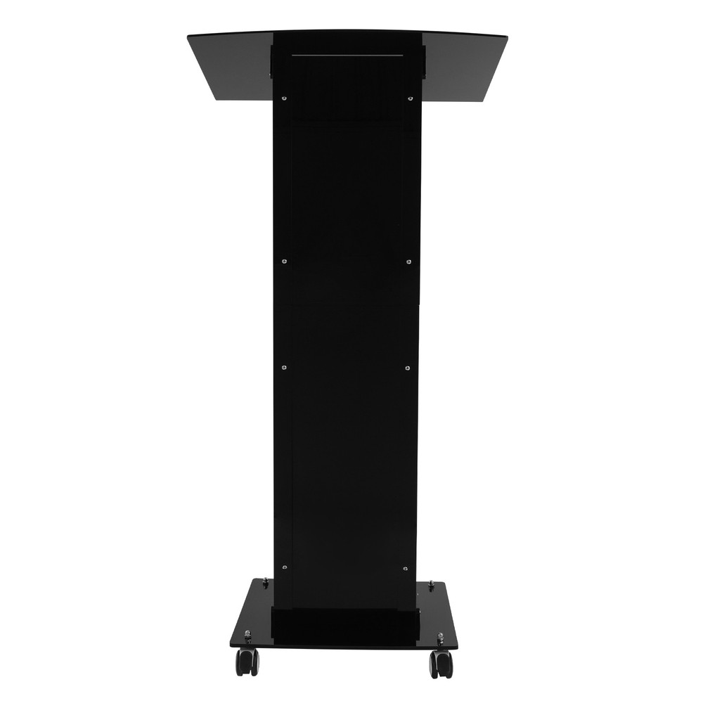 Acrylic Podium 48.4" Rolling Acrylic Podium Stand Reading Surface Storage Shelf