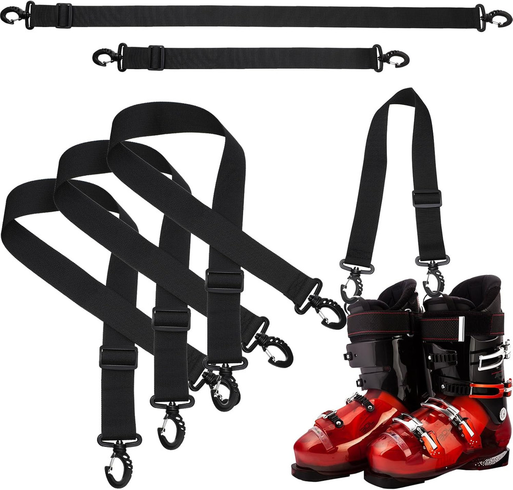 4 Pieces Ski Boot Carrier Straps Adjustable Snowboard Strap Shoulder Sling Leash