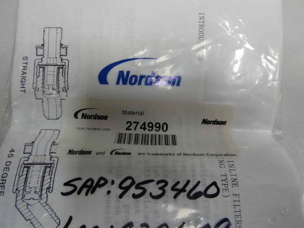 Nordson 274990 Inline Filter 45 Degree 100 Mesh