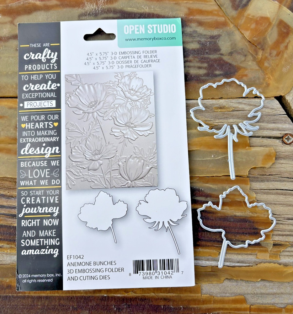 Open Studio Anemone Bunches 3D Embossing Folder & Dies 4.5x5.75 Gently Used