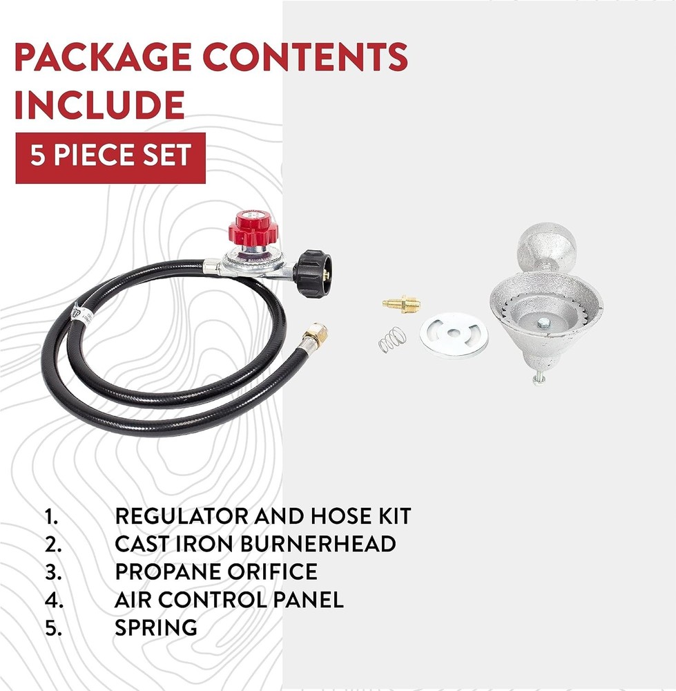 Versatile Cast-Iron Burner Head with Brass Fitting and High Pressure Regulator