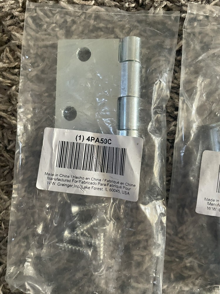 4PA59C Butt Hinge, Square, Steel - Pair