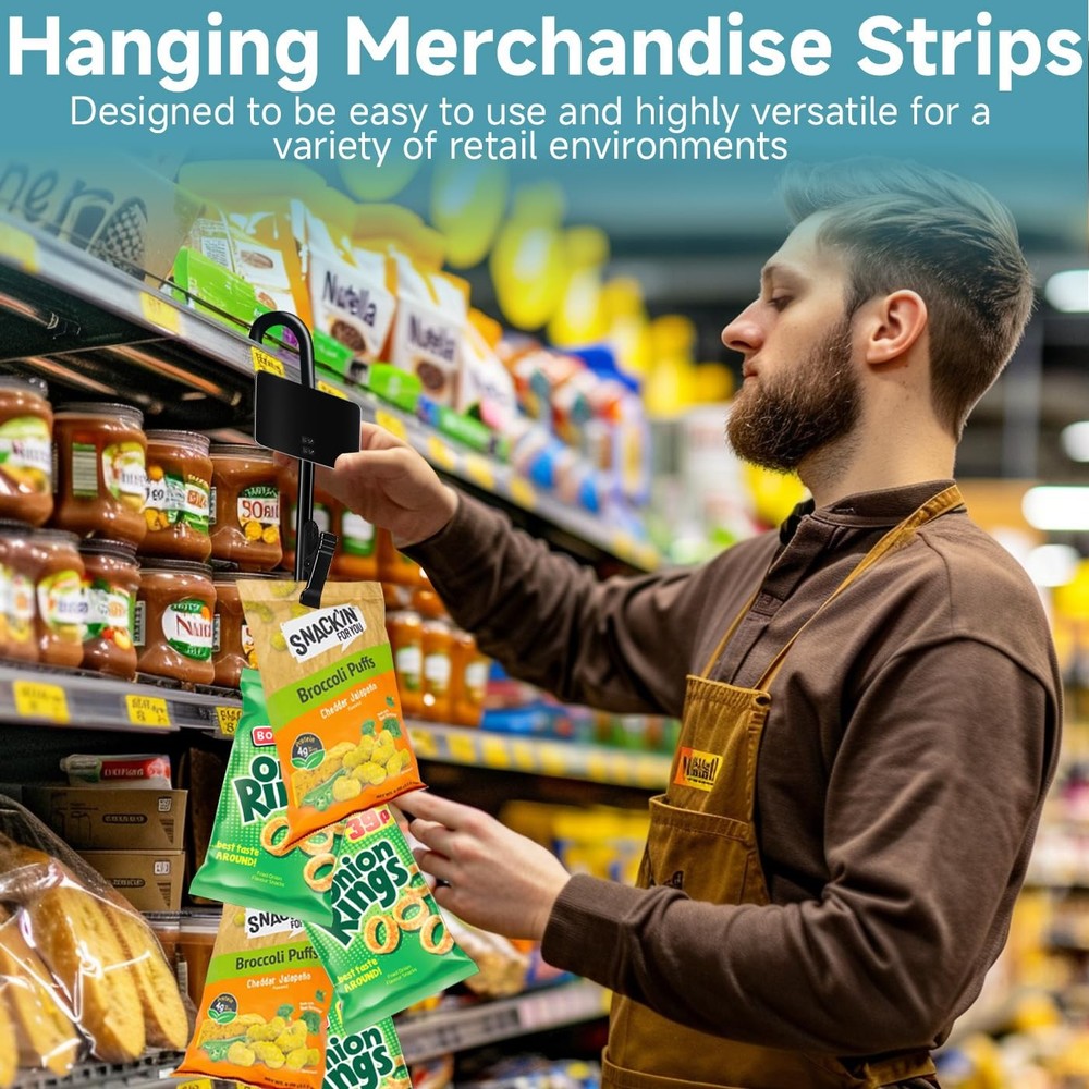 Chip Hanger Strips Hooks Display Hanging 16.5" with 6 Greeting Black