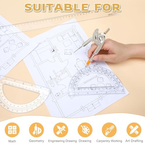 Geometry Tool Set, Math Compass for Geometry and 6 Inch Protractor Set 30 Pack