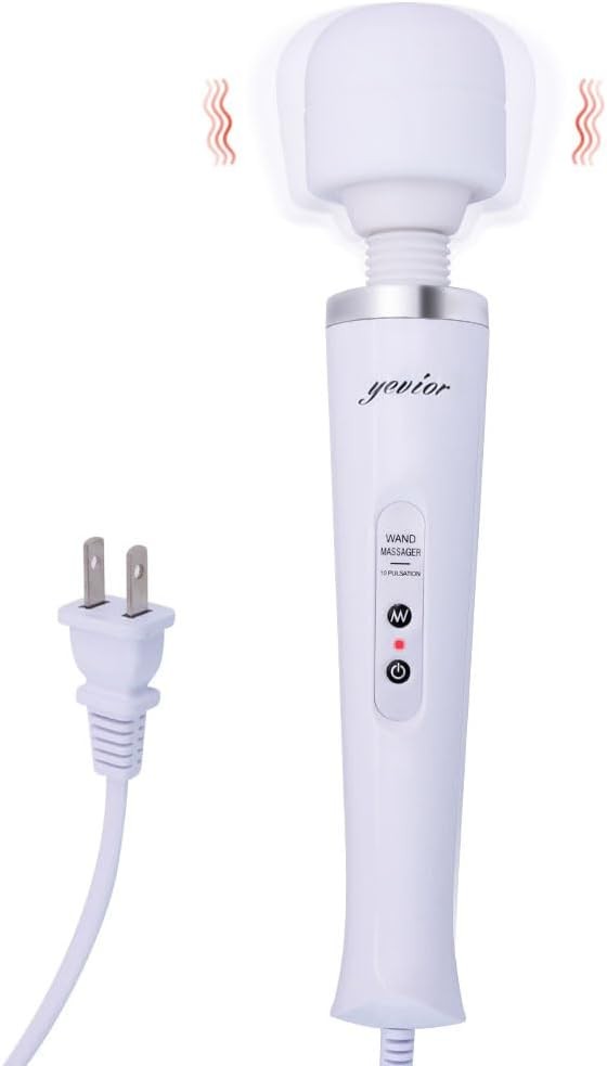 YEVIOR Wired Powerful Handheld Massager with 10 Pulse Settings Strong White