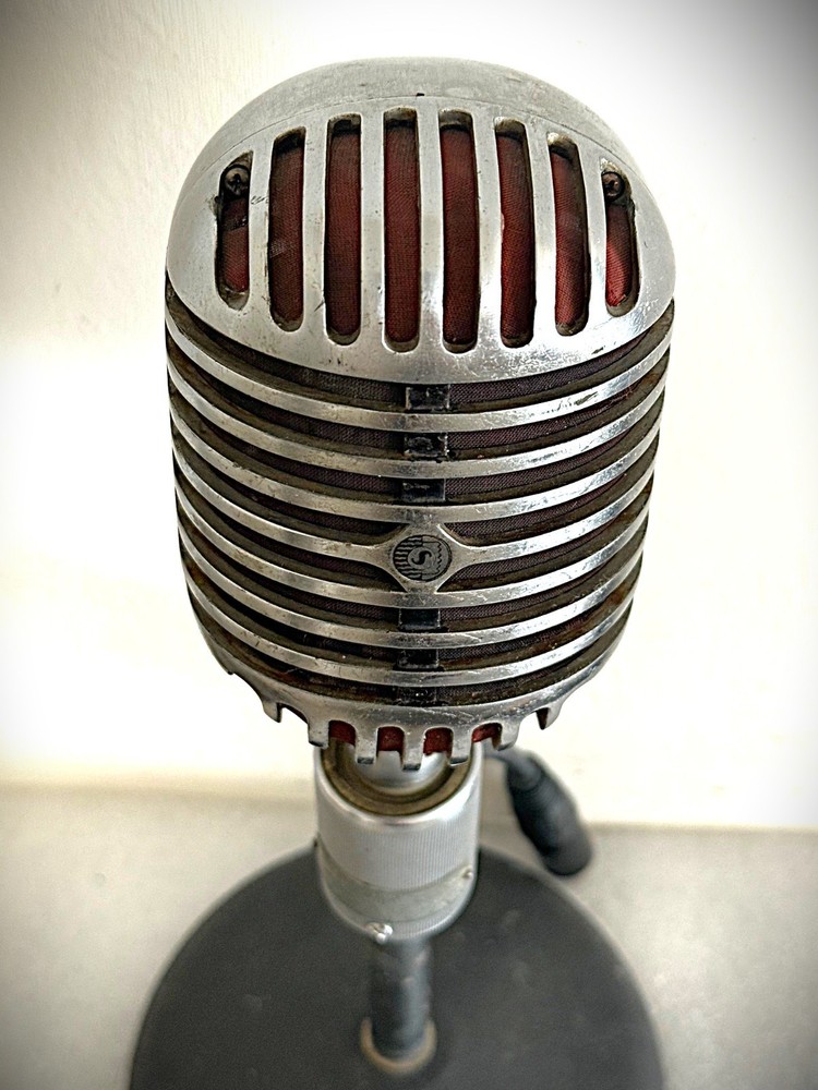 1950's Shure 556B Dynamic Microphone, working, includes adapter cable-stand-HEAR