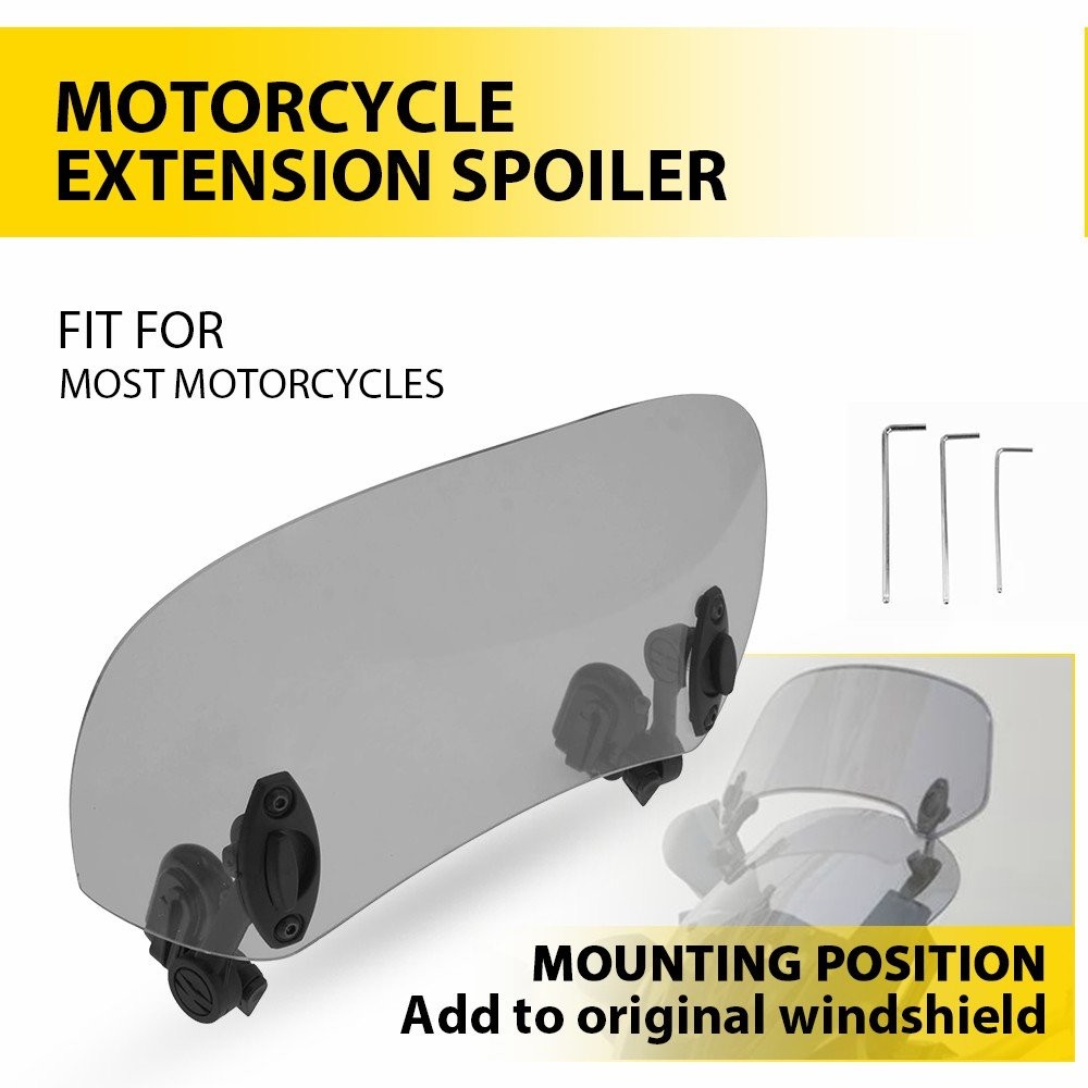 Universal Motorcycle Wind Windshield Screen Deflector Extension Spoiler Clip On