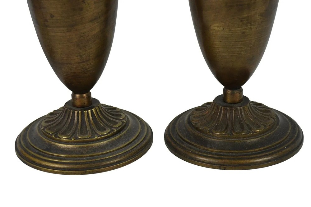 Pair Bronze Urn/Vase, 10"h x 4"d with inserts