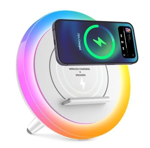 Bluetooth Speaker Night Lightsr,Wireless Charging Modern 10W Wireless Charging