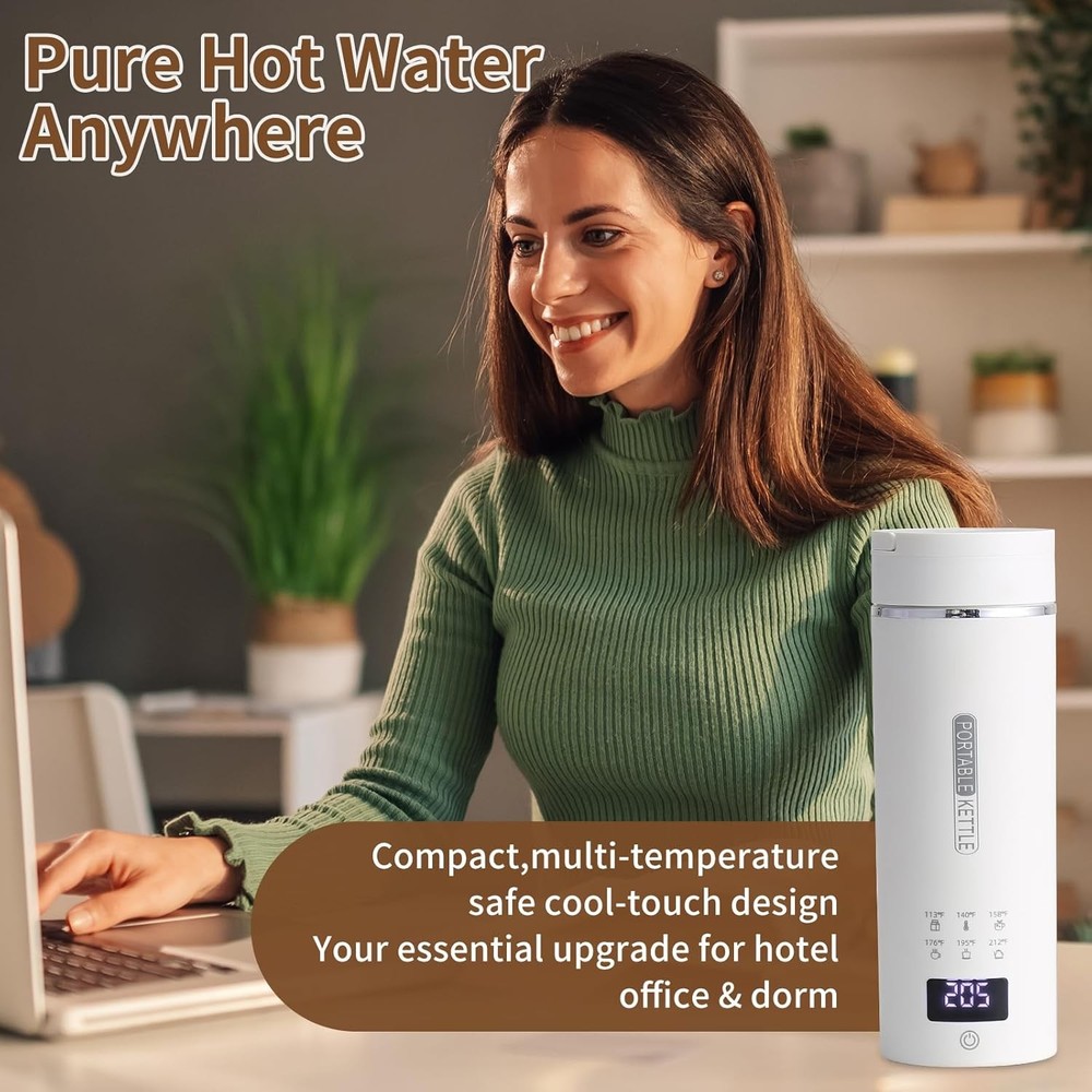 Compact Portable Electric Kettle, LCD Display with 6 Temperature Settings, 304 S