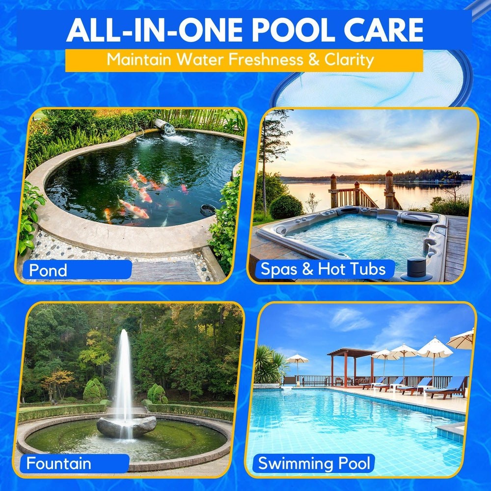 Pool Skimmer Mesh Net Leaf Rake Pool Replacement Cleaner Maintenance Tool wit...