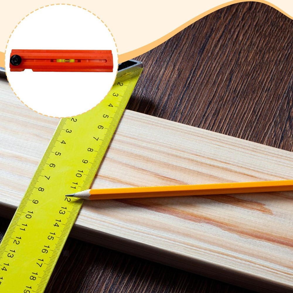 Woodworking Measuring Ruler with Bubble Level Rotatable