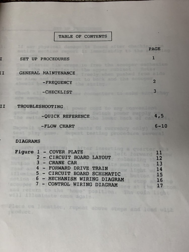 original Superscooper Crane Arcade game Manual