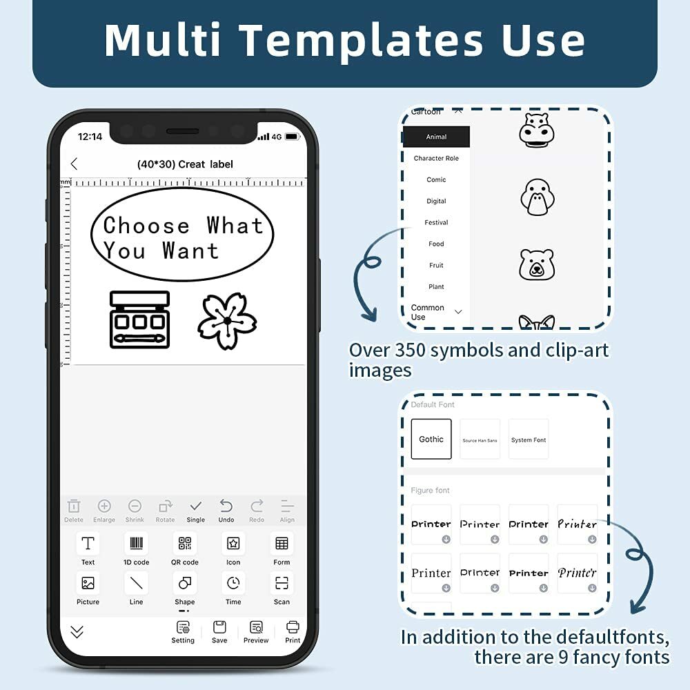 Phomemo M120 Portable Mini Thermal Label Maker Bluetooth Mobile Printer Wireless