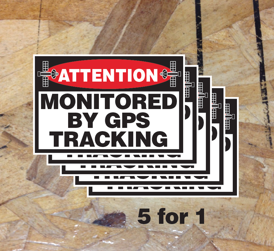 ATTENTION GPS TRACKING Device Security Sticker Decal Construction Equipment x5