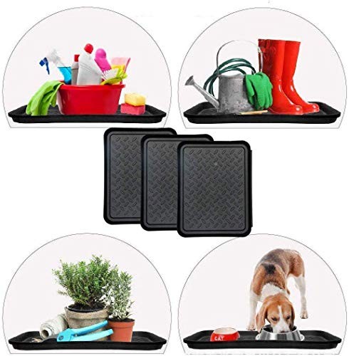 Boot Mat Tray for Floor Protection,3 Pack Shoe Tray,Boot Drying Mat Black