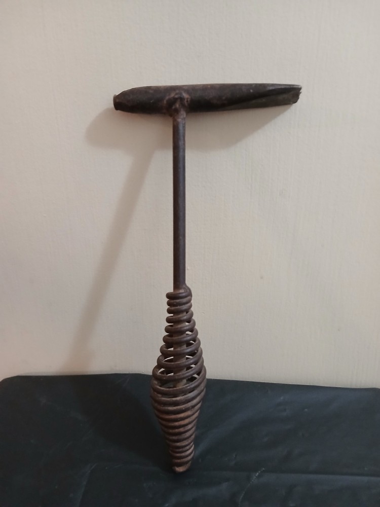 Vintage Iron Welding Hammer Chipping Tool with Coil Handle