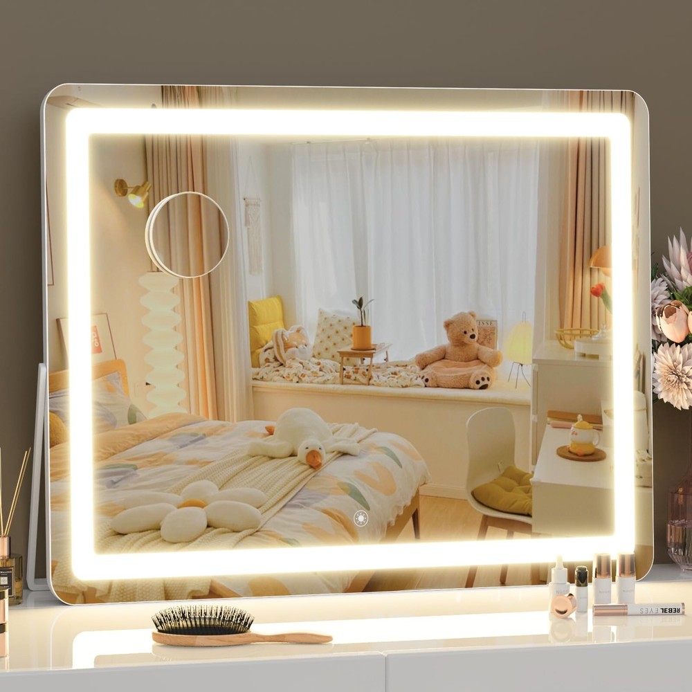 Ligheted Vanity Mirror with Lights, 14" x 10" LED Makeup Mirror, 3 Modes Ligh...
